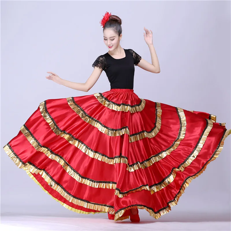 Mix Color Satin 6//12//25 Yard Tiered Gypsy Skirt Belly Dance Ruffle Flamenco AUS